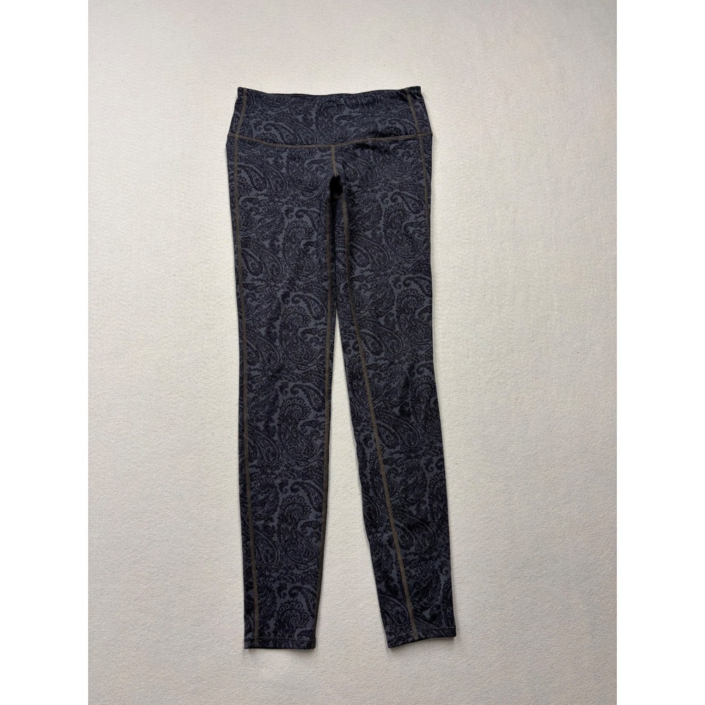 Athleta Leggings Women XS Gray Black Paisley 919108 High Rise Yoga Workout